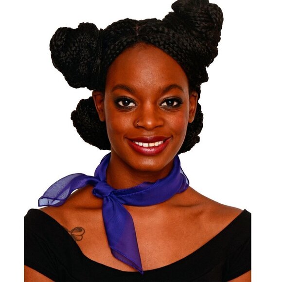 Royal Blue Sheer Chiffon Scarf 50s Style for Head Neck  21" Square - Hey Viv - Picture 3 of 8